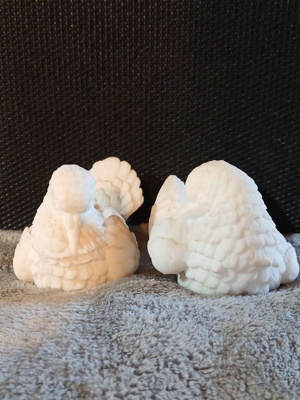 Vintage Pair of Alabaster Doves Sculptures Santini Salt Stone